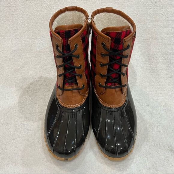 Totes Buffalo Plaid Duck Boots Size 8 - Picture 4 of 15